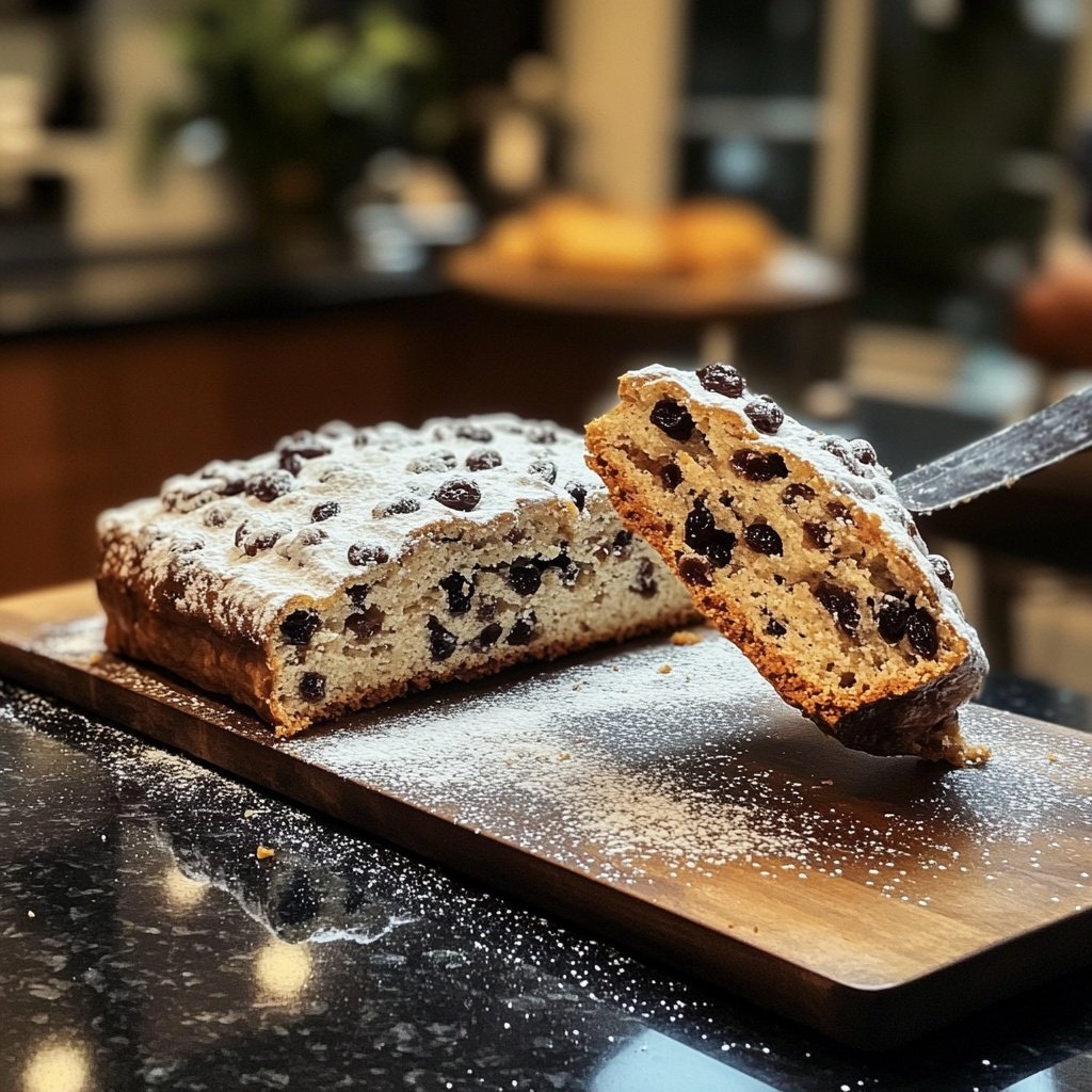 Traditional German Christmas Stollen with Rum-Soaked Raisins