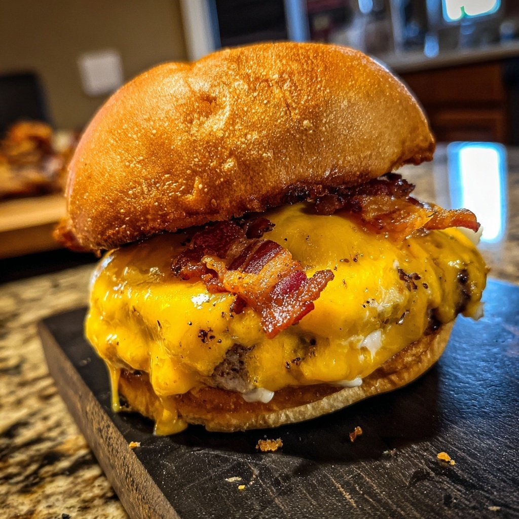 Juicy Lucy Burger Cheese Stuffed