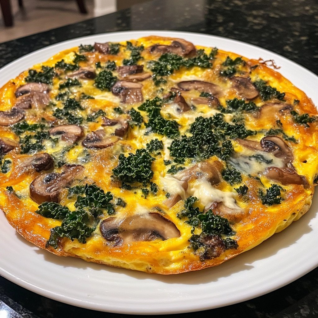 Mushroom Frittata with Asiago and Kale