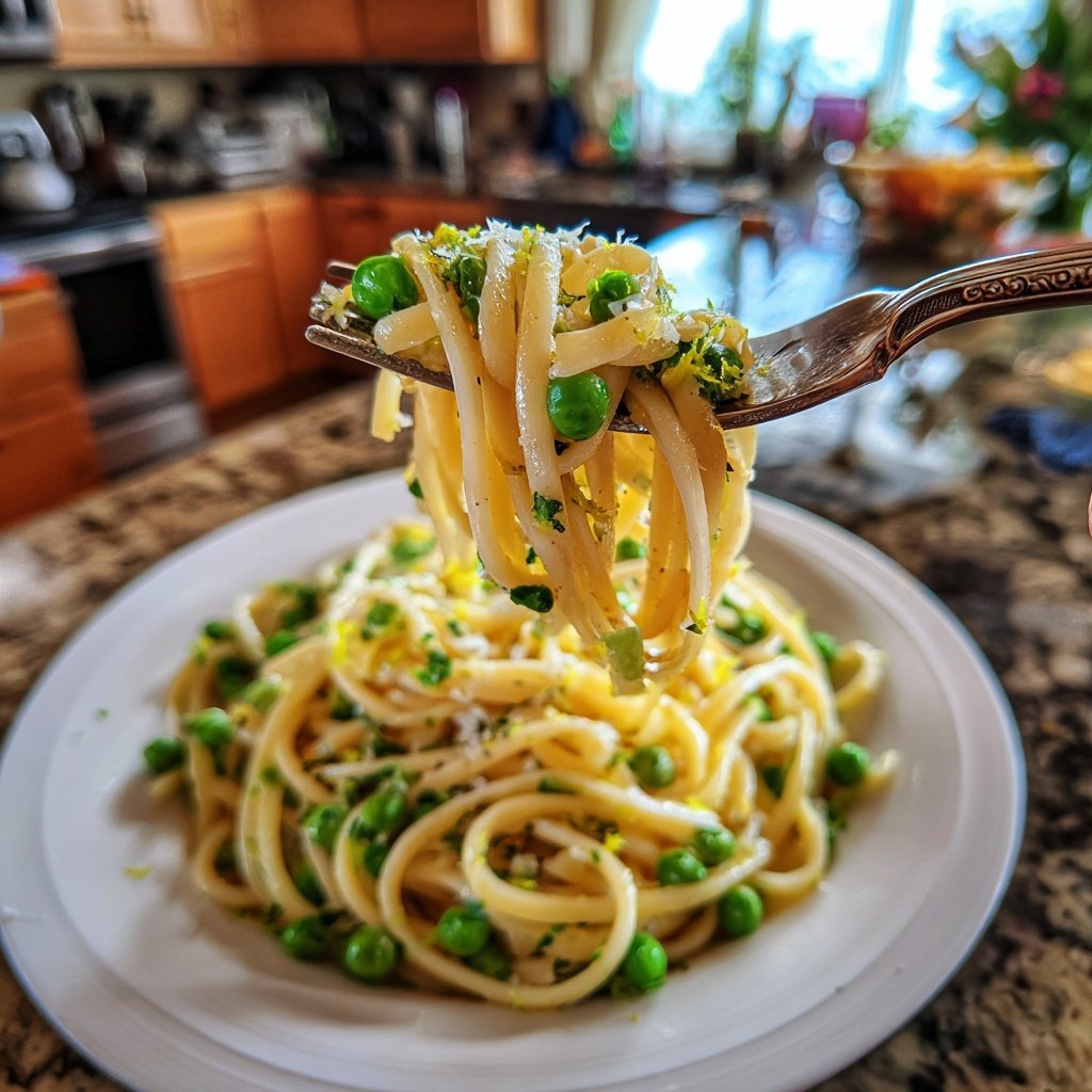 Garlic Lemon Pasta with Peas